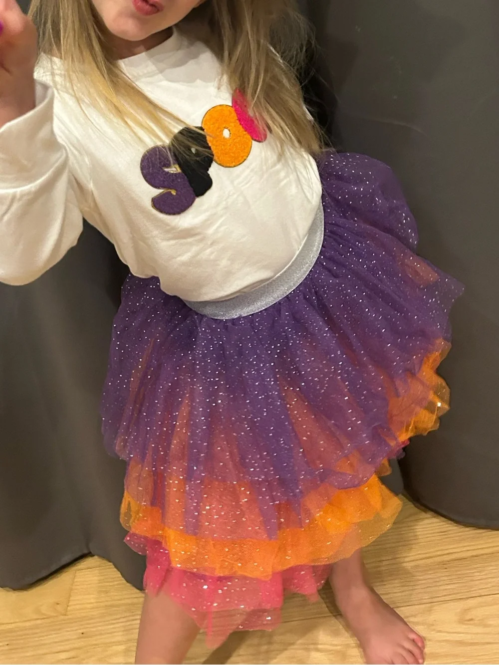 Halloween Purple, Orange & Pink Sparkle Layered Tutu Skirt with matching top
